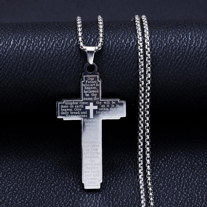 Christianartworkshop Collier pendentif croix avec verset biblique et dévotion fidèle - Argent - image 0