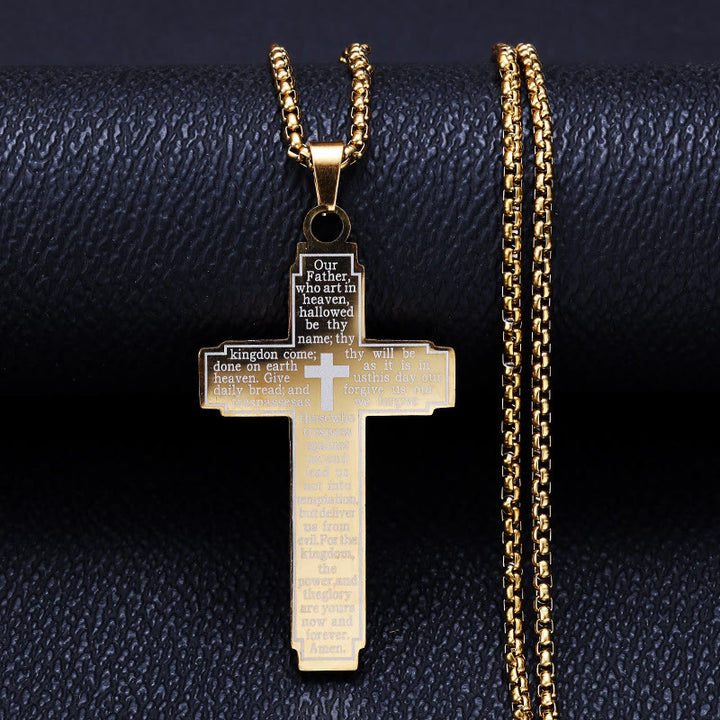 Christianartworkshop Collier pendentif croix avec verset biblique et dévotion fidèle - Doré - image 5
