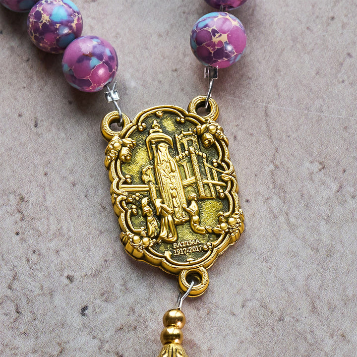 Christianartworkshop Chapelet personnalisé Royal Faith en pierre de l'empereur violet avec lettre JÉSUS personnalisée - image 10