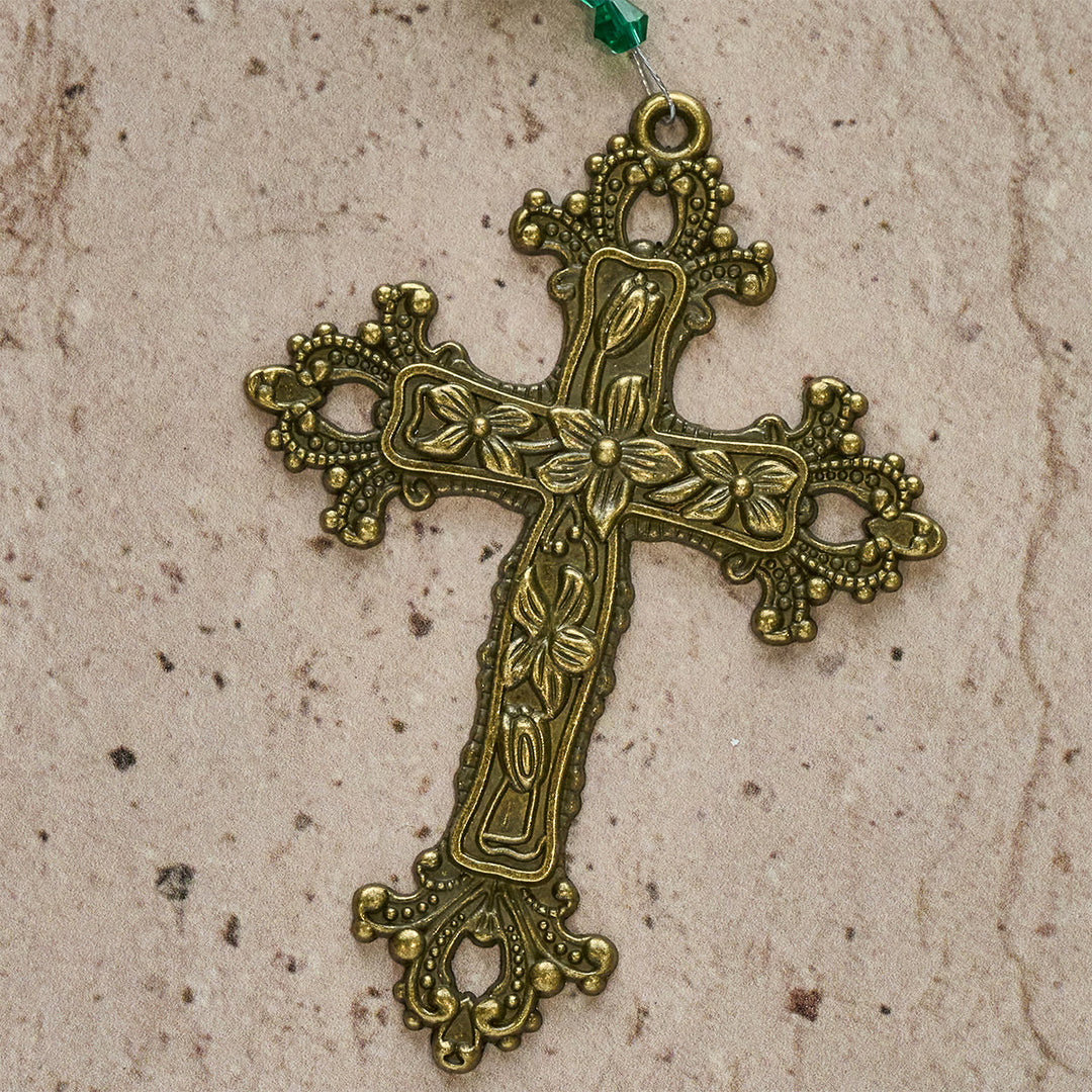 Christianartworkshop Chapelet en céramique rouge à motifs floraux avec rose verte : Le Jardin de l'Amour de Marie - image 10