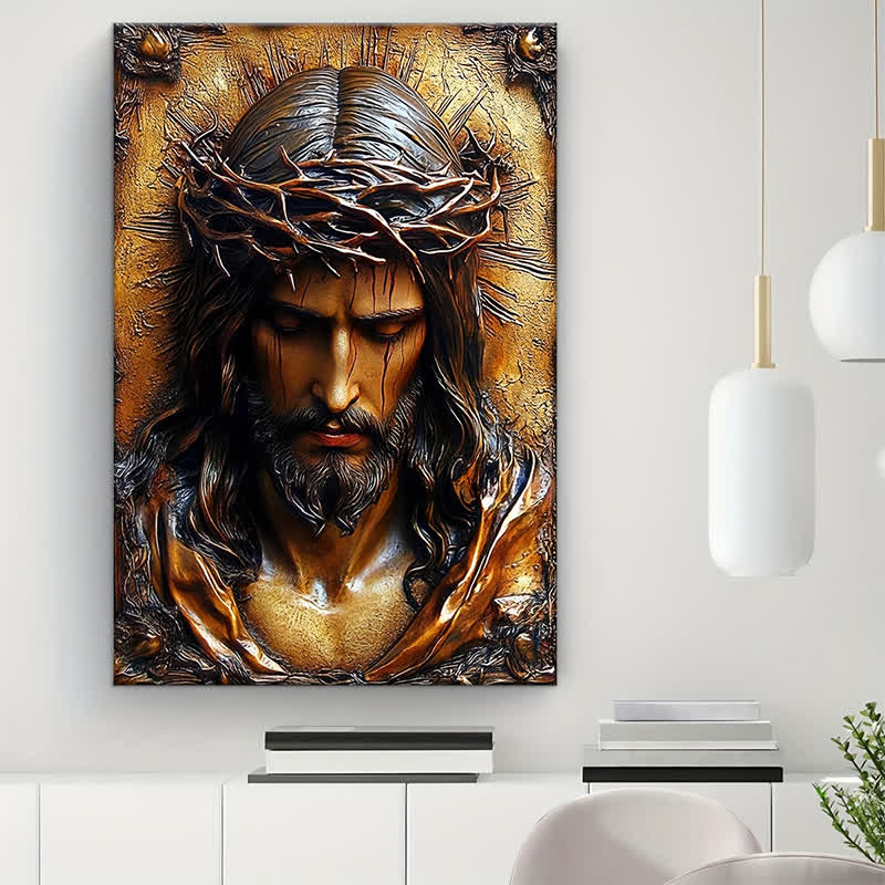 Christianartworkshop Estampes de Jésus couronné d'épines : un cadeau empreint de foi pour les croyants fervents - Tableau sur toile encadré - 11,81 po × 15,75 po × 0,71 po / 30 × 40 × 1,8 cm - image 0
