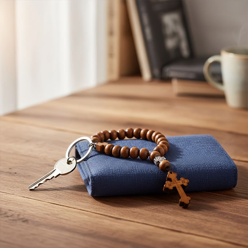 Christianartworkshop Croix en bois pour voiture « Voyage fidèle » : Conduisez en toute paix. - image 3