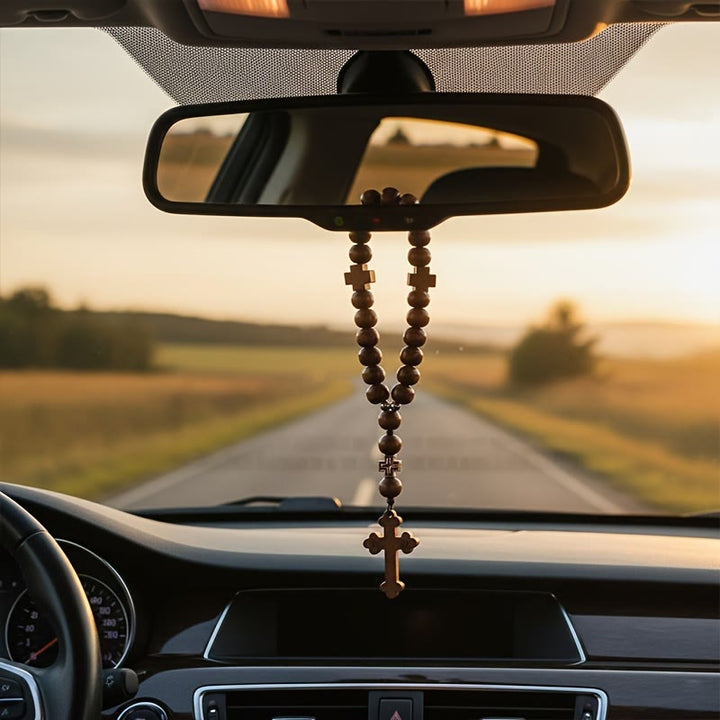 Christianartworkshop Croix en bois pour voiture « Voyage fidèle » : Conduisez en toute paix. - image 1