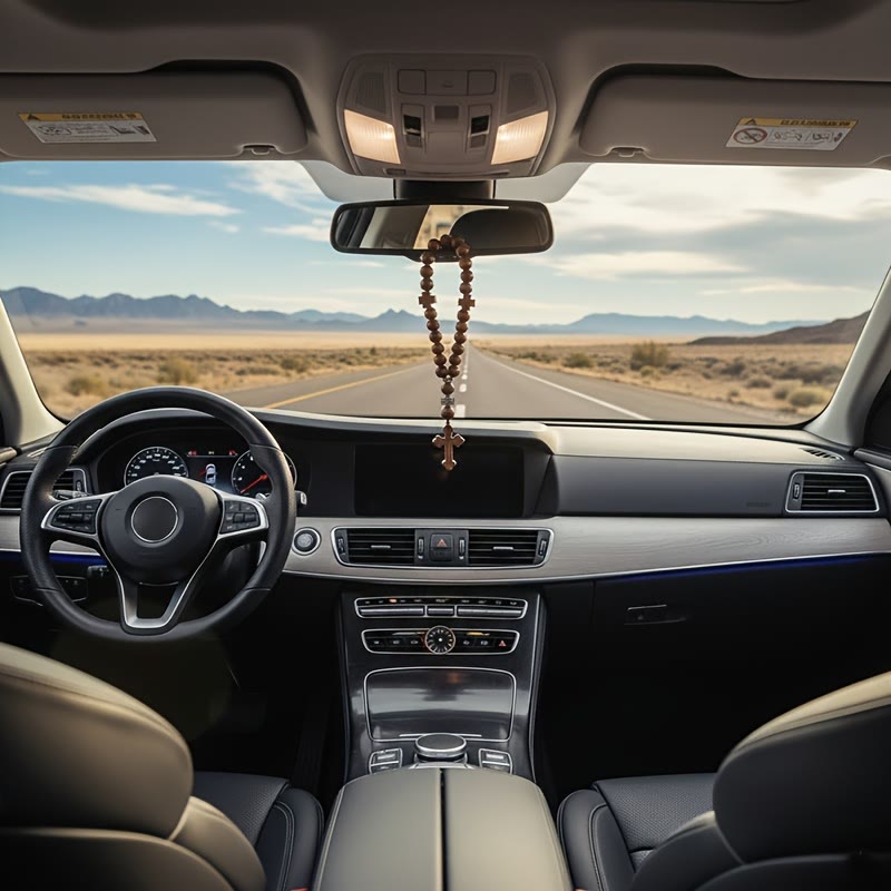 Christianartworkshop Croix en bois pour voiture « Voyage fidèle » : Conduisez en toute paix. - image 2