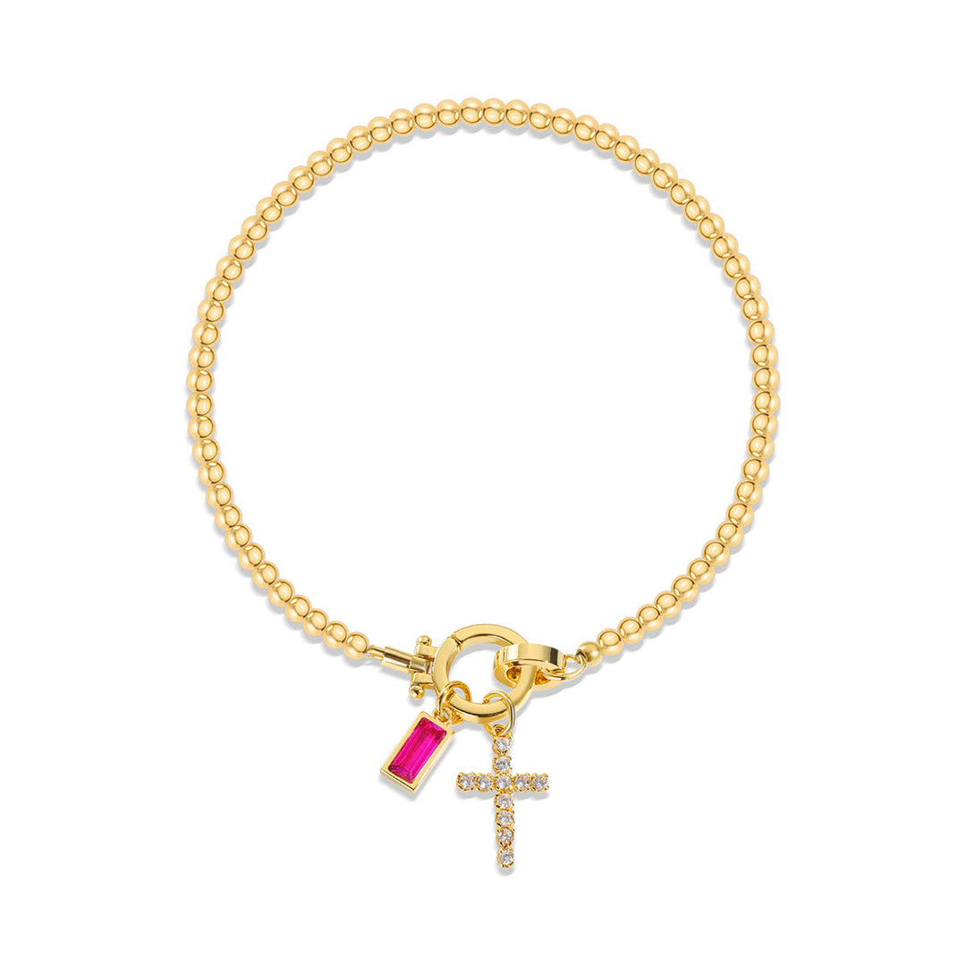 Bracelet croix 12 pierres de naissance Christianartworkshop : Identité fondée sur la foi et dévotion intemporelle - Juillet - image 6