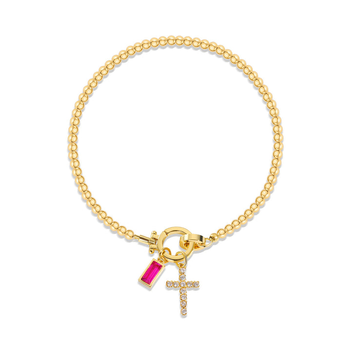 Bracelet croix 12 pierres de naissance Christianartworkshop : Identité fondée sur la foi et dévotion intemporelle - Juillet - image 6