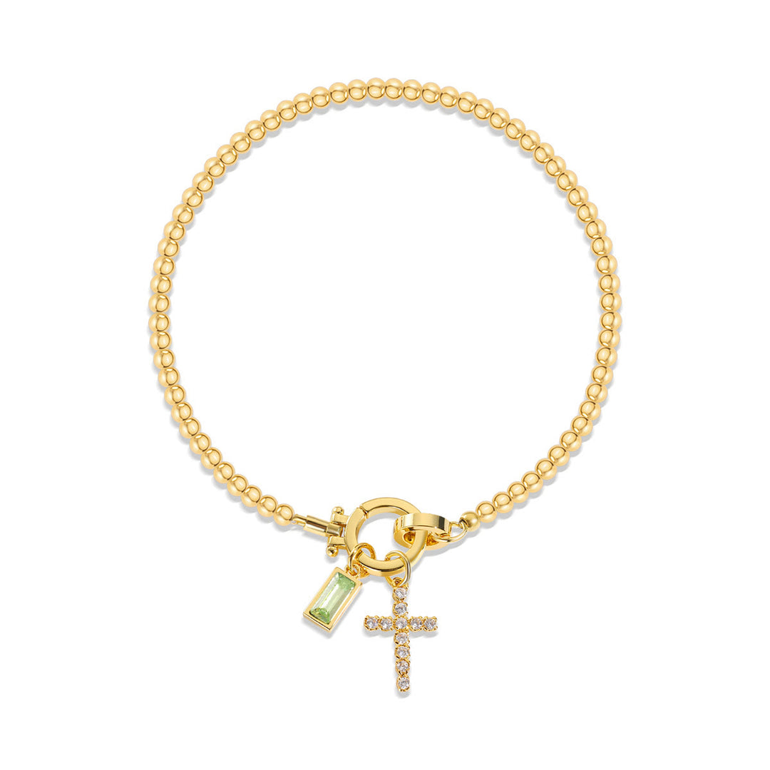 Bracelet croix 12 pierres de naissance Christianartworkshop : Identité fondée sur la foi et dévotion intemporelle - Août - image 7