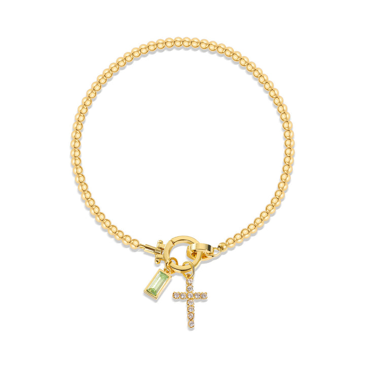 Bracelet croix 12 pierres de naissance Christianartworkshop : Identité fondée sur la foi et dévotion intemporelle - Août - image 7
