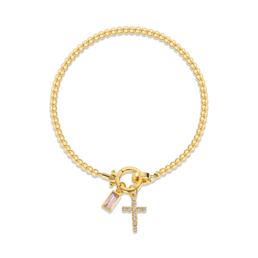 Bracelet croix 12 pierres de naissance Christianartworkshop : Identité fondée sur la foi et dévotion intemporelle - Octobre - image 9