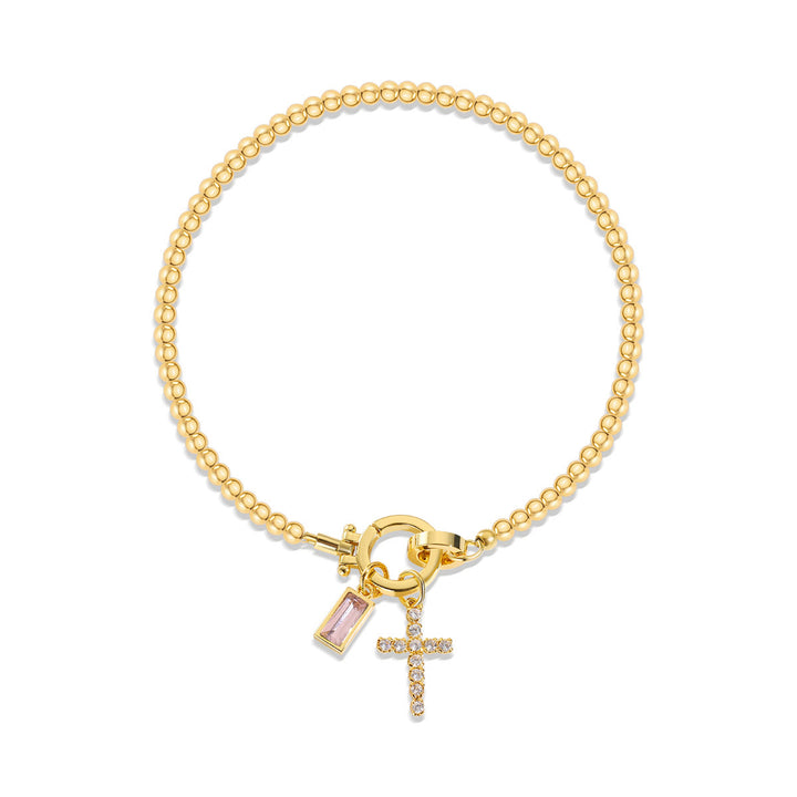 Bracelet croix 12 pierres de naissance Christianartworkshop : Identité fondée sur la foi et dévotion intemporelle - Octobre - image 9