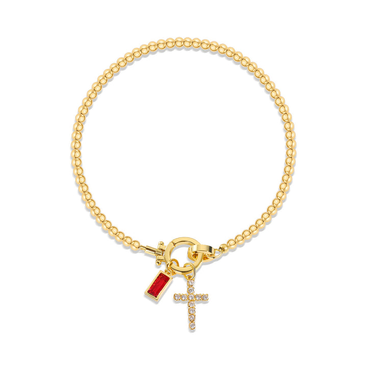 Bracelet croix 12 pierres de naissance Christianartworkshop : Identité fondée sur la foi et dévotion intemporelle - Janvier - image 0