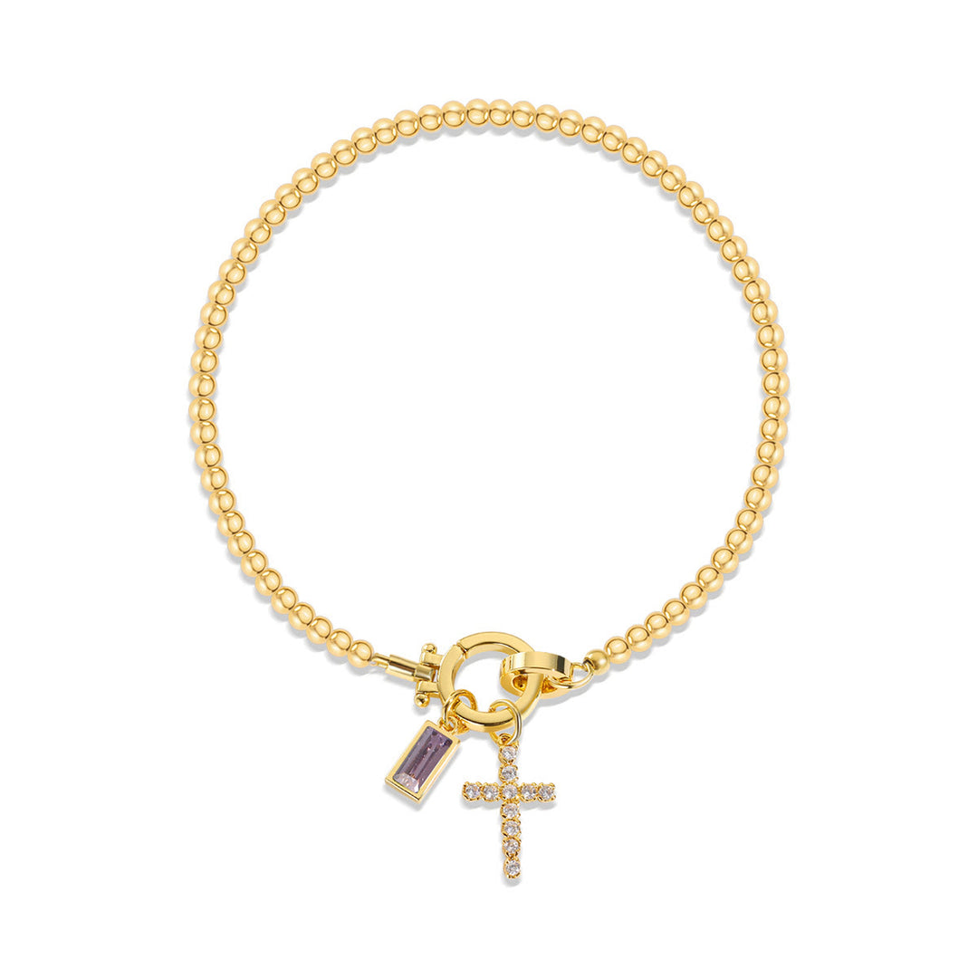 Bracelet croix 12 pierres de naissance Christianartworkshop : Identité fondée sur la foi et dévotion intemporelle - Juin - image 5