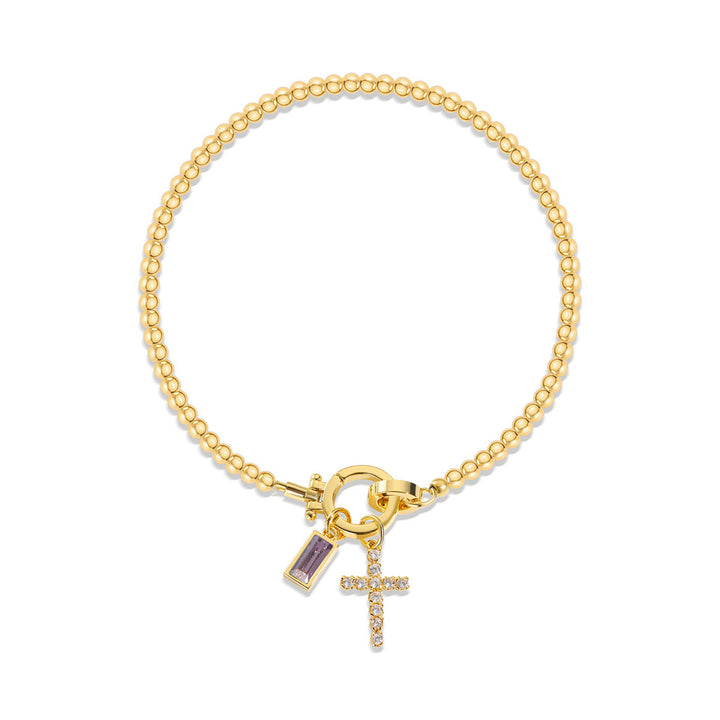 Bracelet croix 12 pierres de naissance Christianartworkshop : Identité fondée sur la foi et dévotion intemporelle - Juin - image 5