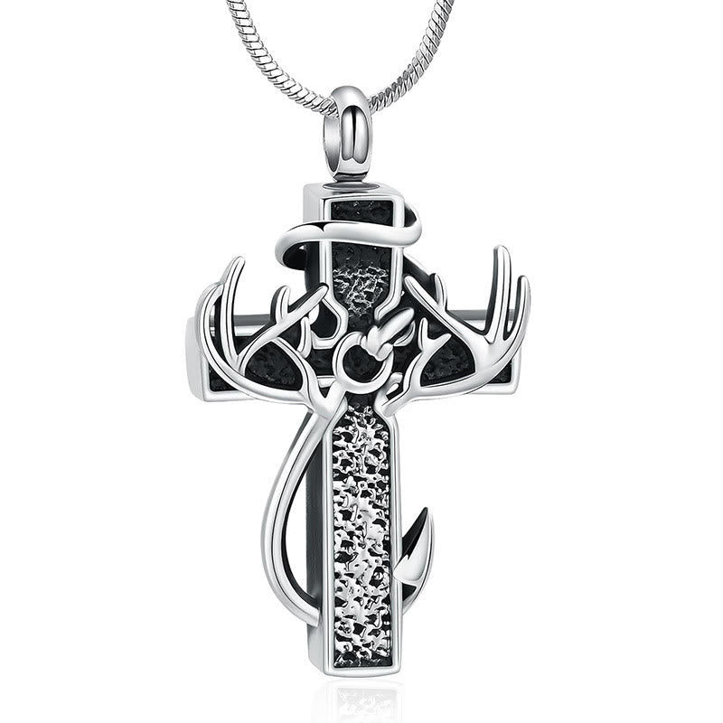 Christianartworkshop Collier pendentif croix chasse et pêche : Foi et dévotion spirituelle en plein air - Argent et noir - image 0