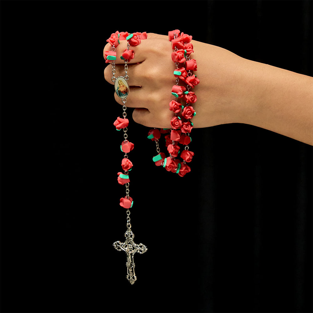 Christianartworkshop Chapelet de roses en argile douce : Dévotion florale et lien spirituel artisanal - image 1