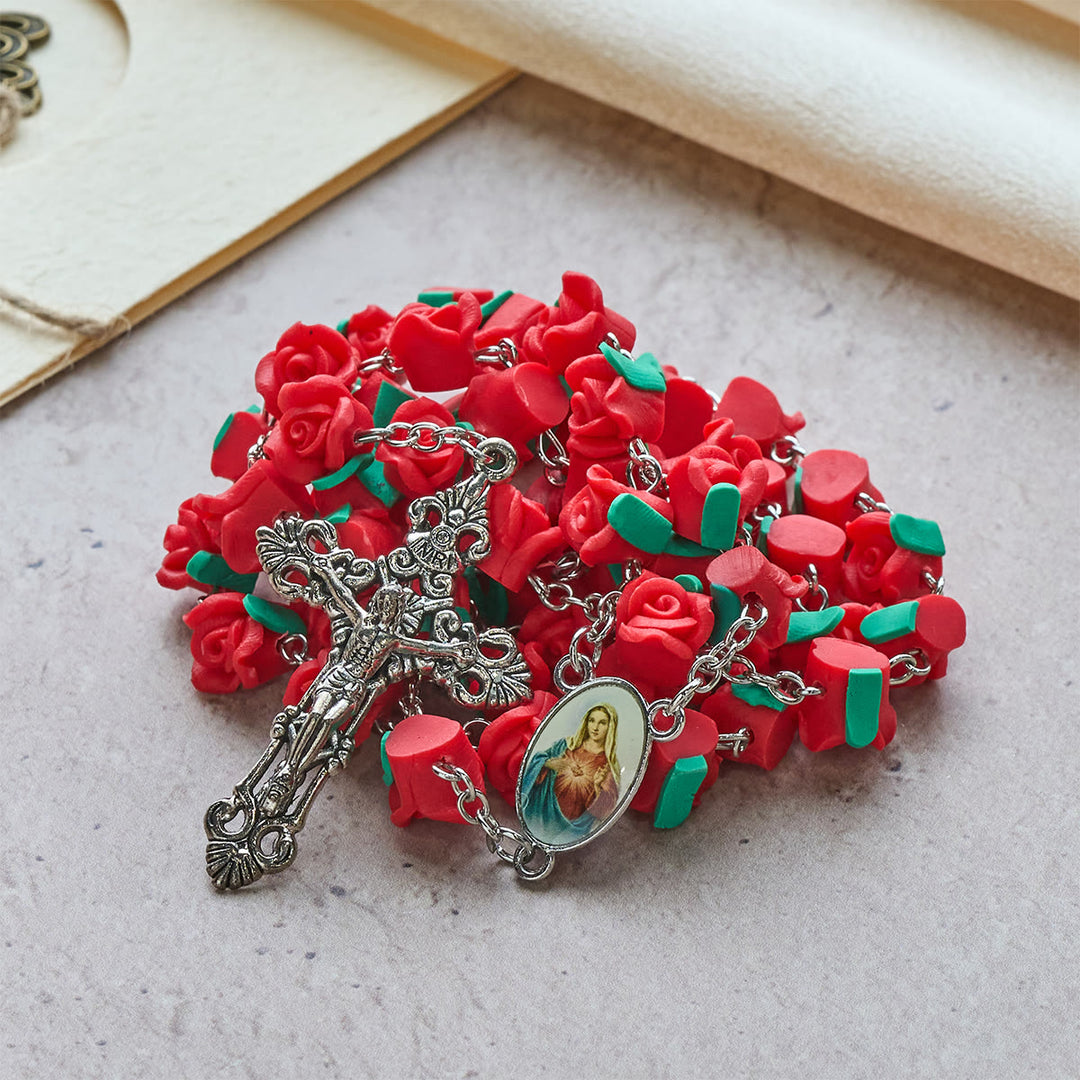 Christianartworkshop Chapelet de roses en argile douce : Dévotion florale et lien spirituel artisanal - image 2