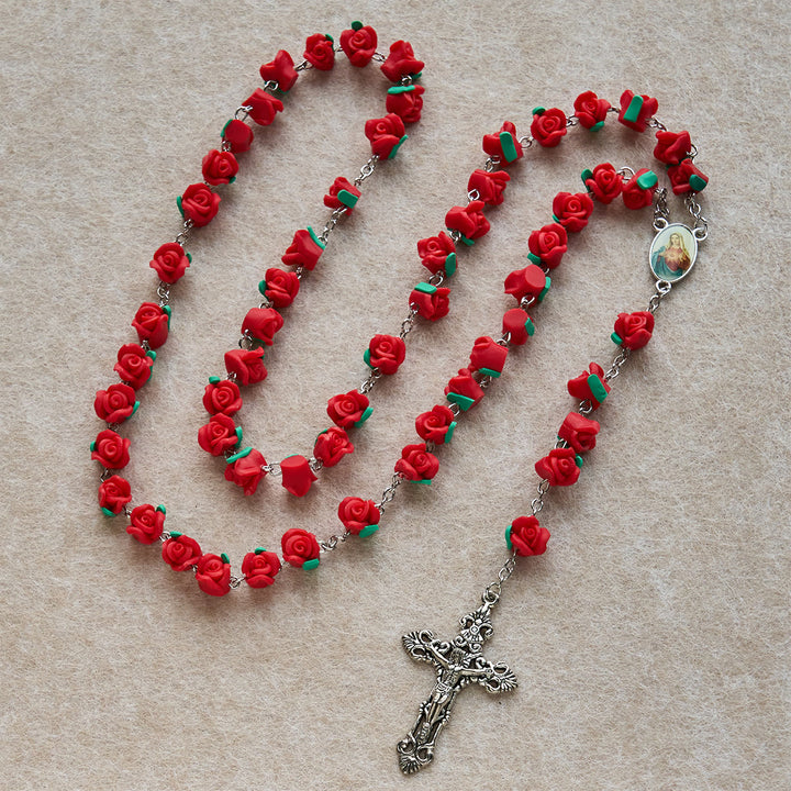 Christianartworkshop Chapelet de roses en argile douce : Dévotion florale et lien spirituel artisanal - image 4