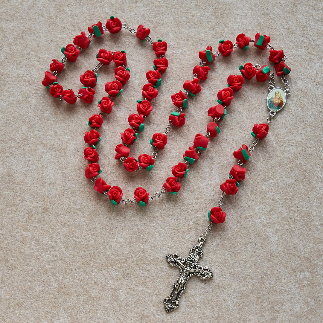 Christianartworkshop Chapelet de roses en argile douce : Dévotion florale et lien spirituel artisanal - image 5