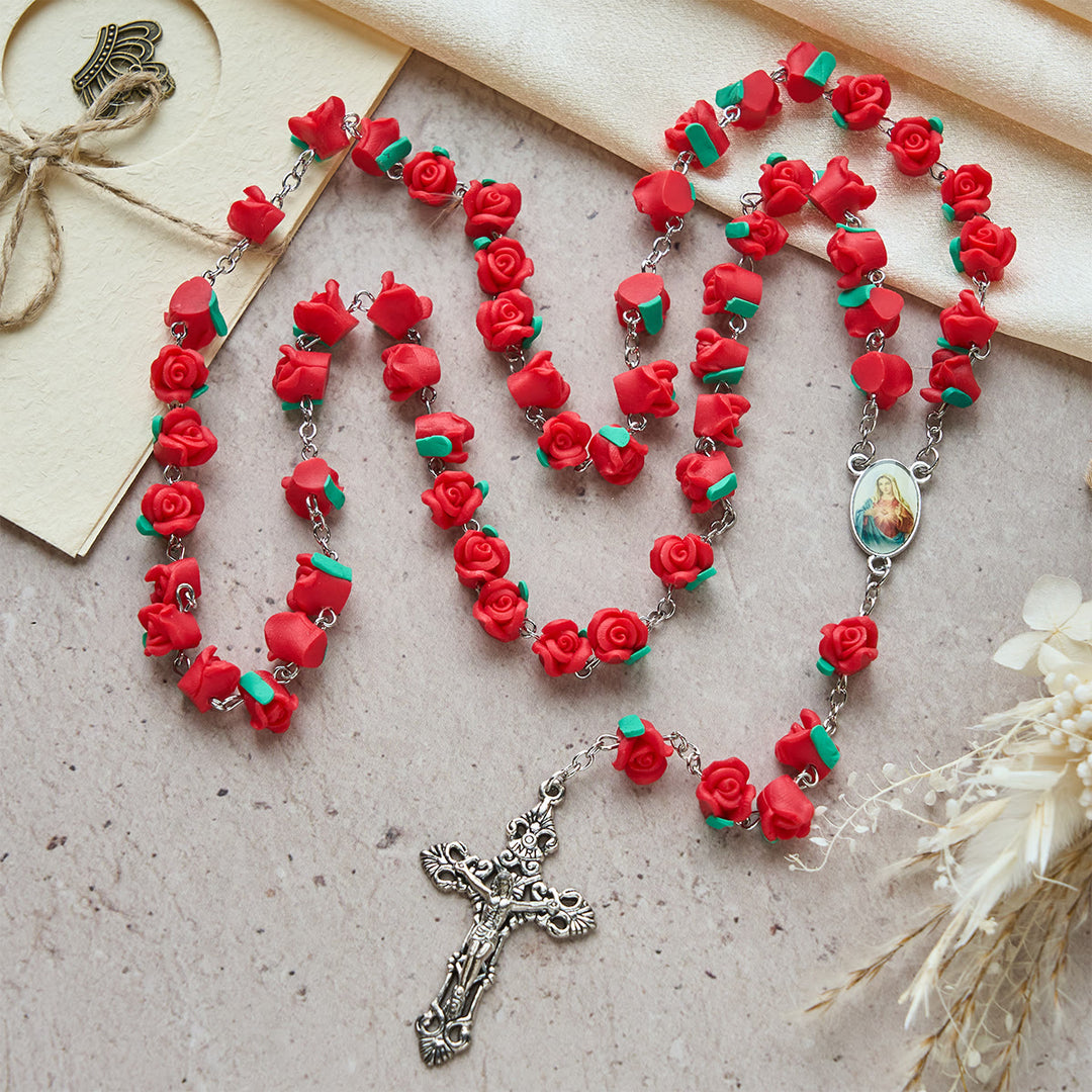 Christianartworkshop Chapelet de roses en argile douce : Dévotion florale et lien spirituel artisanal - image 3