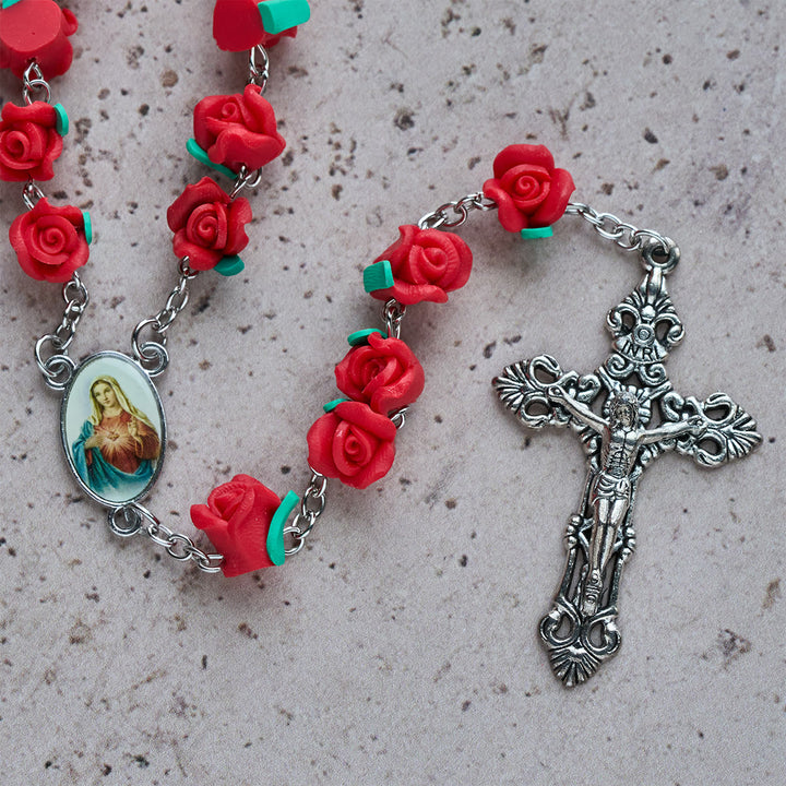Christianartworkshop Chapelet de roses en argile douce : Dévotion florale et lien spirituel artisanal - image 7