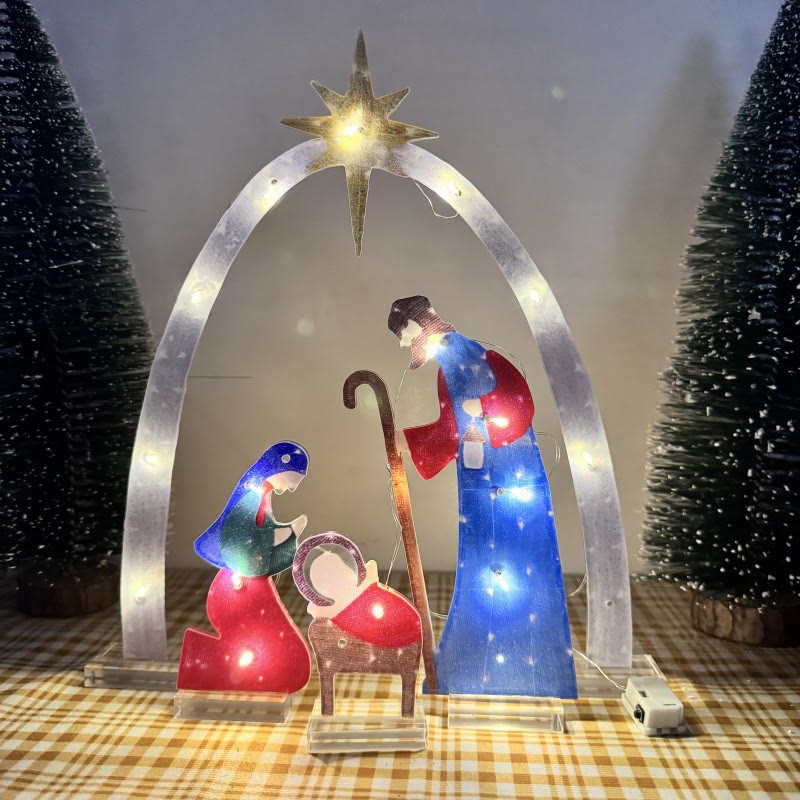 Christianartworkshop Décoration lumineuse Sainte Famille : Histoire de Noël et charme religieux pour la maison - Crèche - image 0