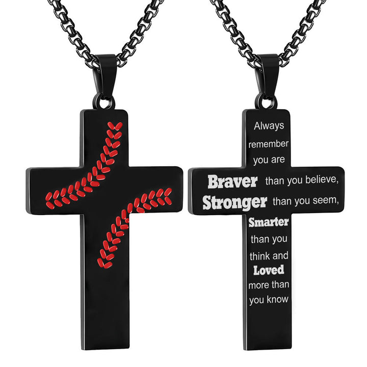 Christianartworkshop Collier croix à points de baseball : Dévotion sportive et citation inspirante - Noir - Souvenez-vous toujours - image 14
