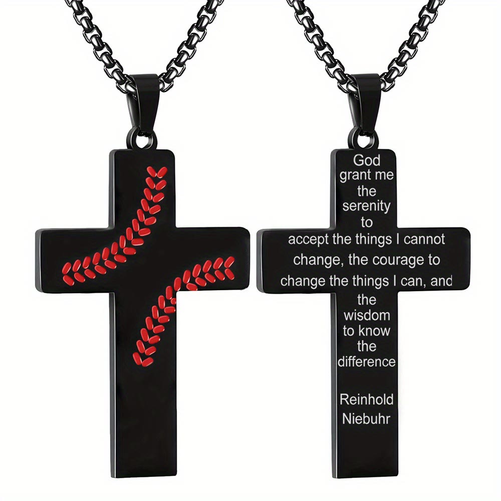Christianartworkshop Collier croix à points de baseball : Dévotion sportive et citation inspirante - Noir - Dieu - image 23