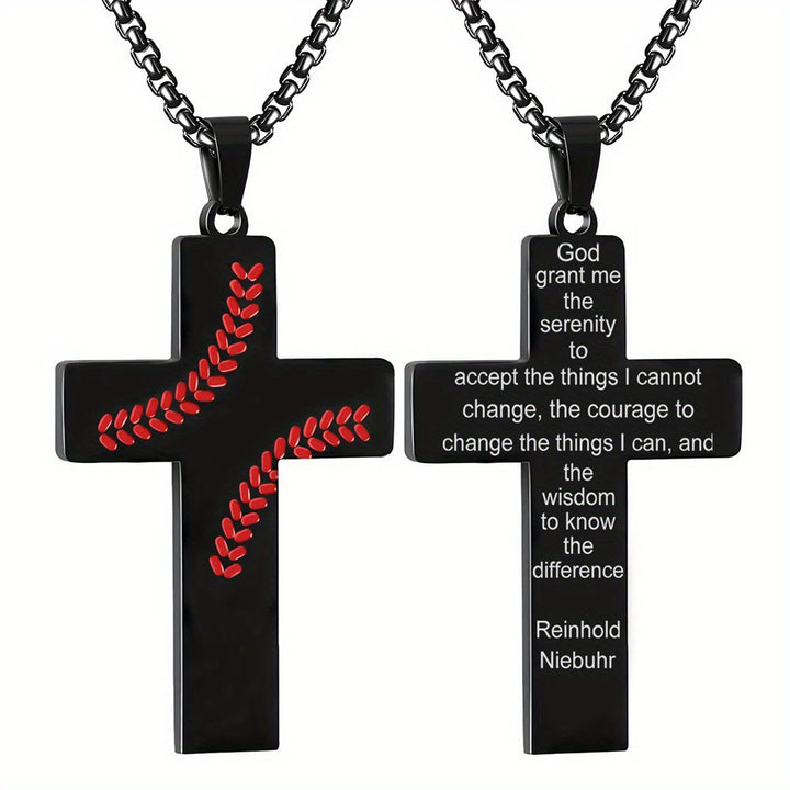 Christianartworkshop Collier croix à points de baseball : Dévotion sportive et citation inspirante - Noir - Dieu - image 23