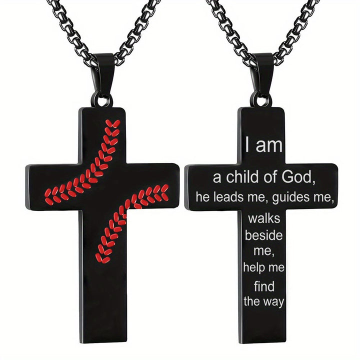 Christianartworkshop Collier croix à points de baseball : Dévotion sportive et citation inspirante - Noir - Je suis un enfant de Dieu - image 25