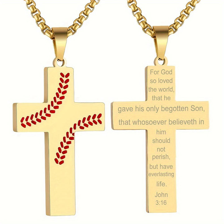 Christianartworkshop Collier croix à points de baseball : Dévotion sportive et citation inspirante - Doré - Jean 3:16 - image 28