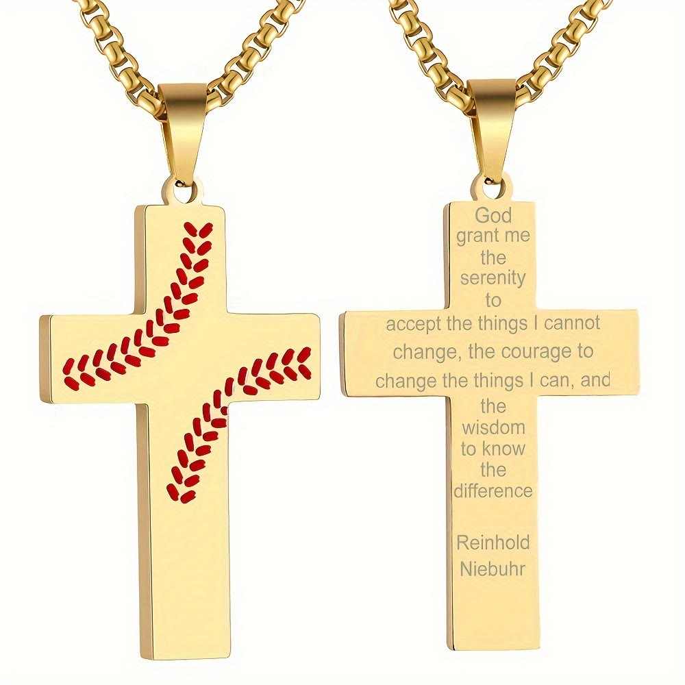 Christianartworkshop Collier croix à points de baseball : Dévotion sportive et citation inspirante - Doré - Dieu - image 33