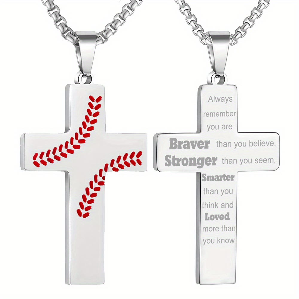 Christianartworkshop Collier croix à points de baseball : Dévotion sportive et citation inspirante - image 4