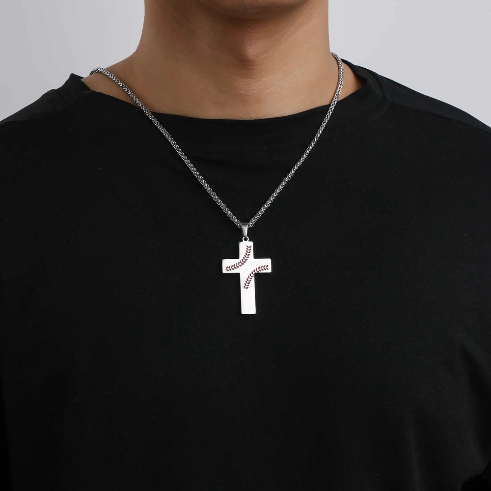 Christianartworkshop Collier croix à points de baseball : Dévotion sportive et citation inspirante - image 1