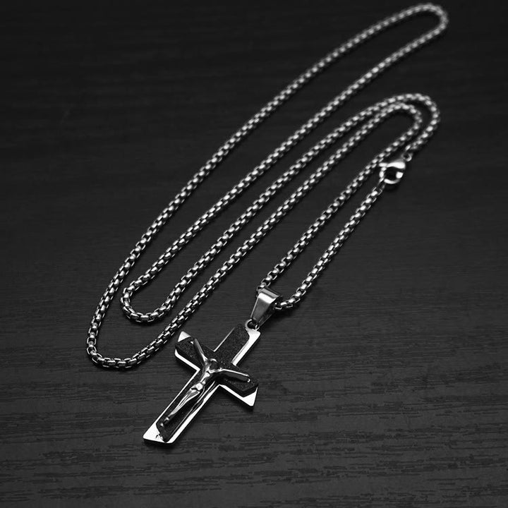Christianartworkshop Collier ornemental crucifix : symbole spirituel et élégance artisanale - Argent et noir - image 7