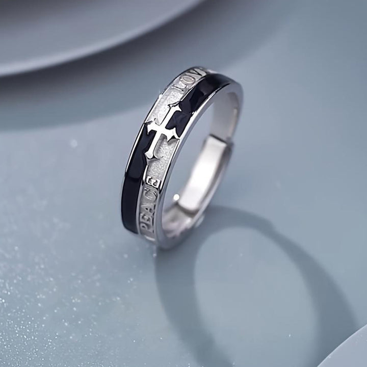 Christianartworkshop Bague Croix de la Foi : Paix, Amour et Dévotion Intemporelle - Ajustable (Convient aux tailles américaines 8 à 10) - image 0