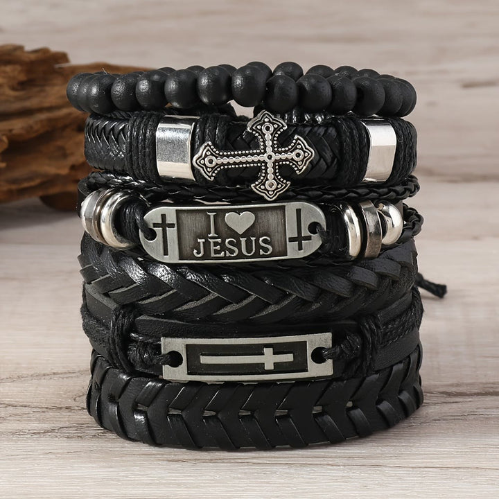 Ensemble de 6 bracelets en cuir Christianartworkshop inspirés par la foi : Dévotion et style - image 1