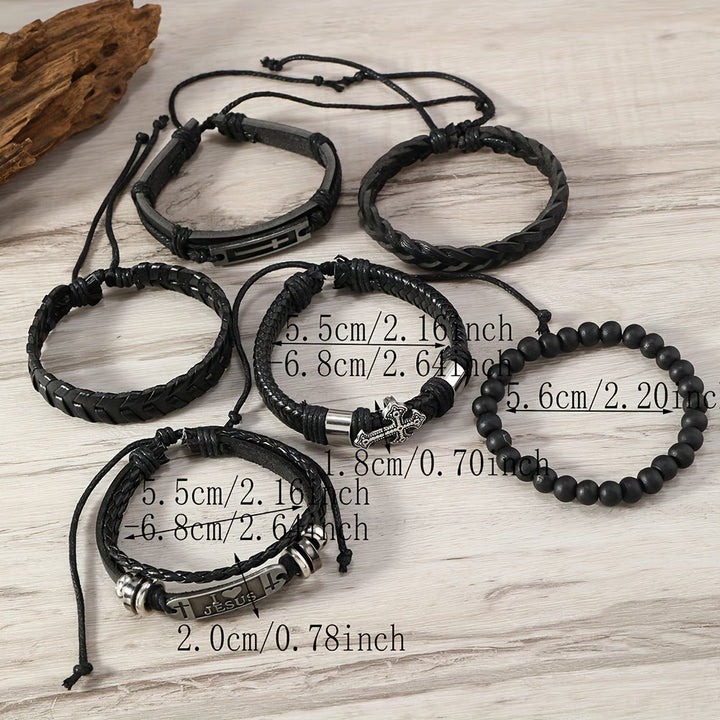 Ensemble de 6 bracelets en cuir Christianartworkshop inspirés par la foi : Dévotion et style - image 3