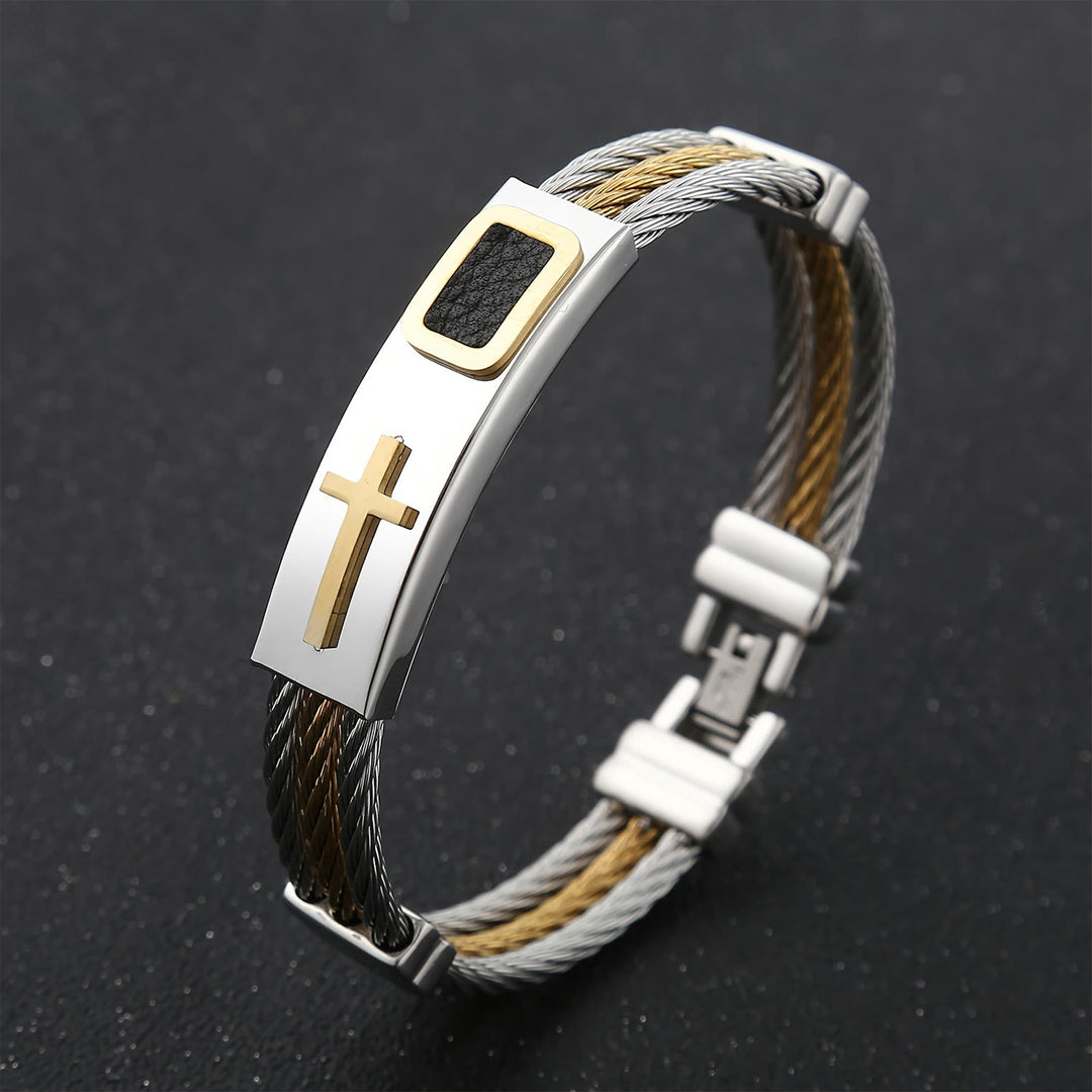 Christianartworkshop Bracelet à câbles croisés multicolores : un style inspiré par la foi et une dévotion durable - Argent et or - image 0