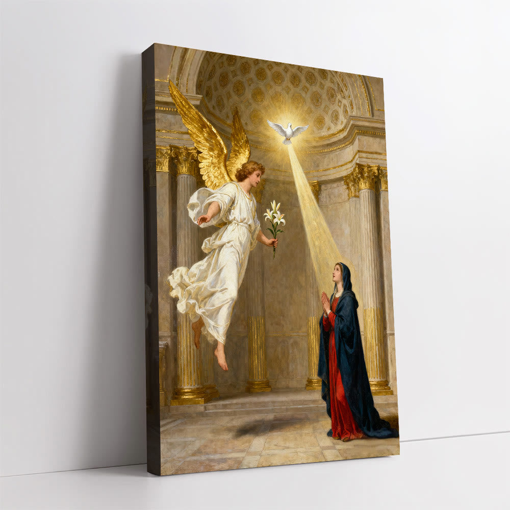 Christianartworkshop Toile artistique de l'Annonciation : Grâce divine et révérence spirituelle - image 1