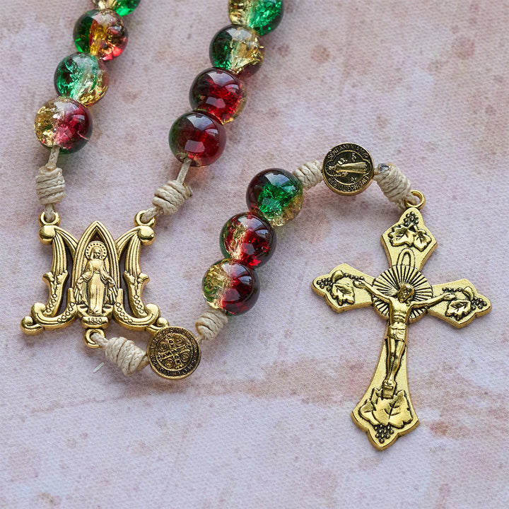 Christianartworkshop Chapelet de Noël en verre avec croix : Célébration fidèle et éclat festif - image 7