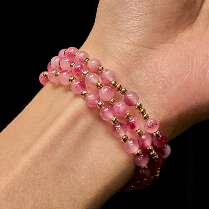 Christianartworkshop Bracelet chapelet en perles d'agate rose rouge : Dévotion et élégance céleste - image 1