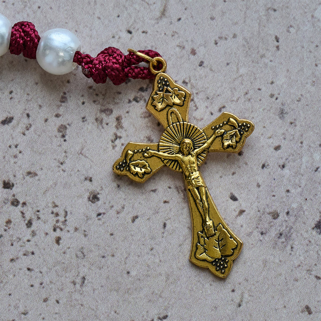 Christianartworkshop Chapelet blanc élégant personnalisé avec cordon en paracorde bordeaux et lettres JÉSUS personnalisées - image 9