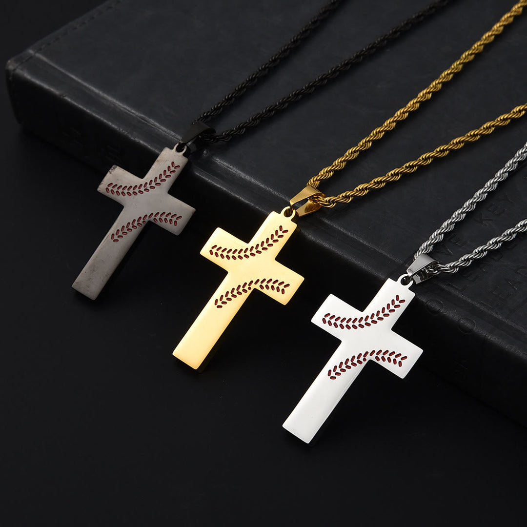 Christianartworkshop Collier croix à points de baseball : Dévotion sportive et citation inspirante - image 2