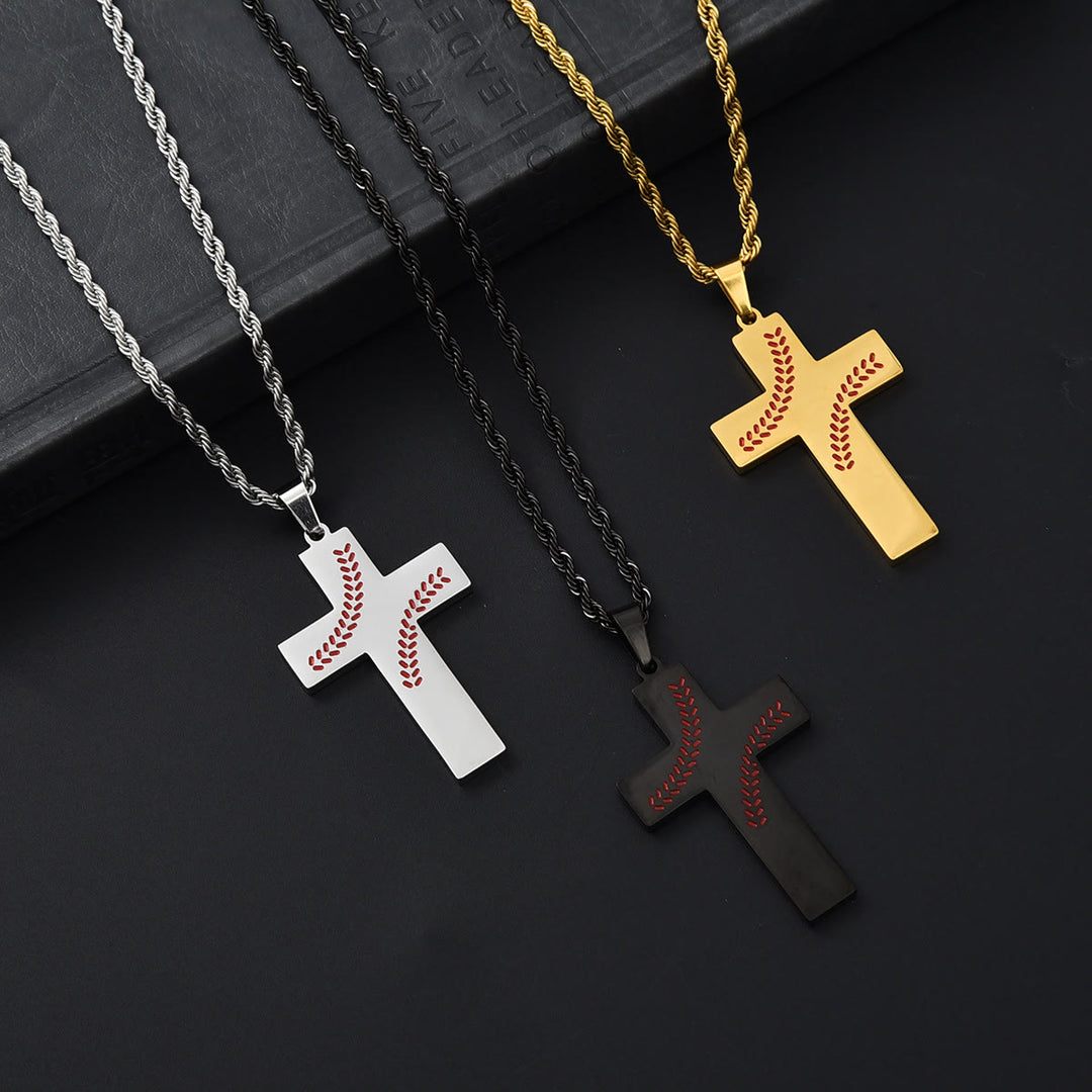 Christianartworkshop Collier croix à points de baseball : Dévotion sportive et citation inspirante - image 3