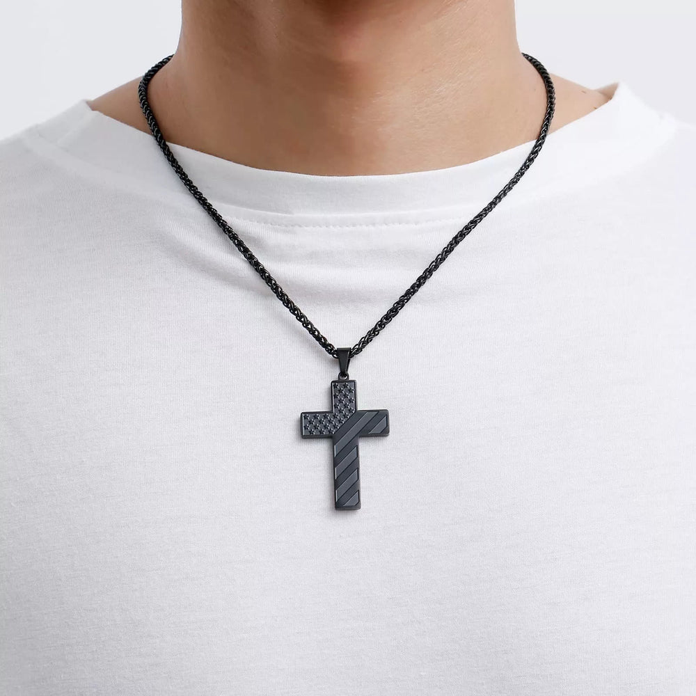 Collier croix tricolore Christianartworkshop avec drapeau américain et verset biblique : une expression patriotique - image 1