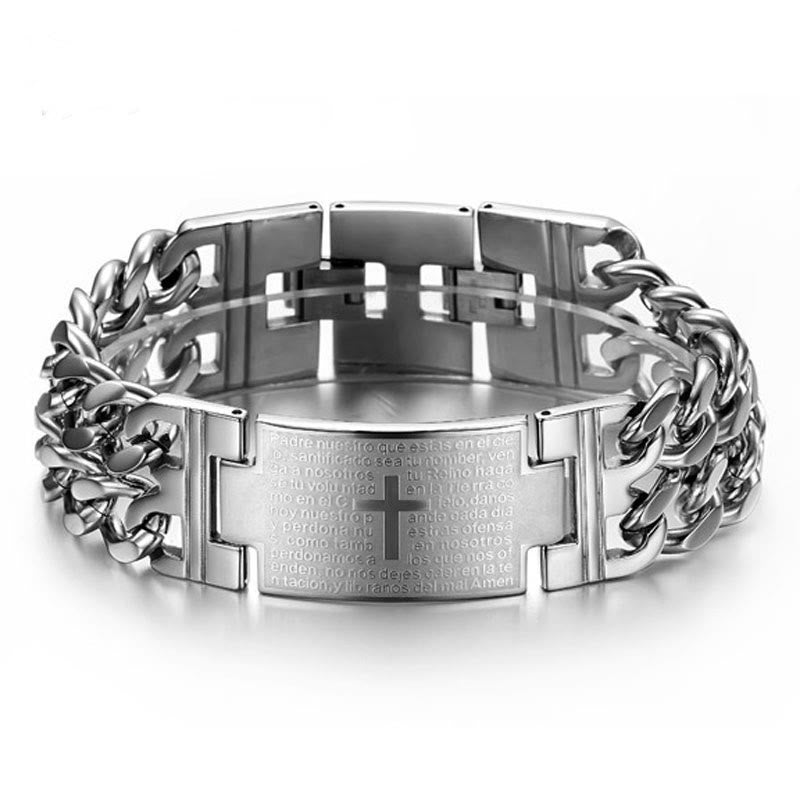 Bracelet Croix et Prière de Christianartworkshop : Texte sacré et mode avant-gardiste - image 5