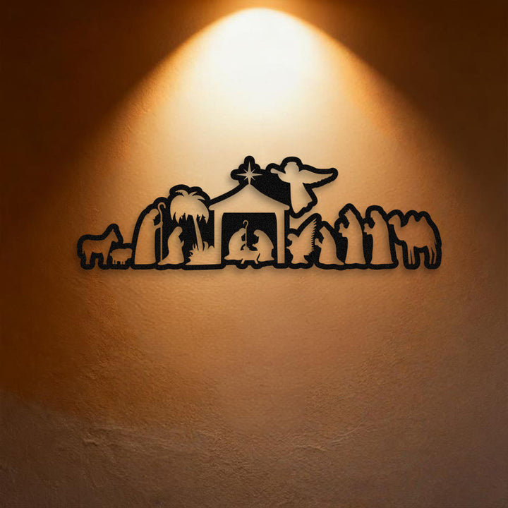 Christianartworkshop Décoration murale en métal représentant une crèche : Noël, foi et récits sacrés - image 2