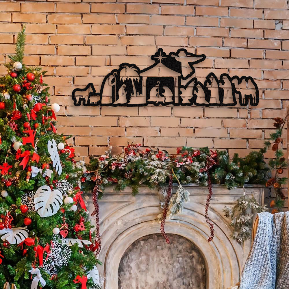 Christianartworkshop Décoration murale en métal représentant une crèche : Noël, foi et récits sacrés - image 6