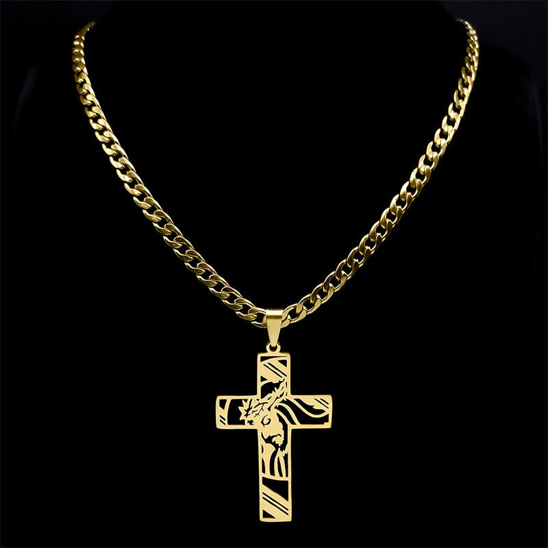 Christianartworkshop Collier Croix Couronne d'Épines : Symbolisme Sacré et Style Audacieux - image 1