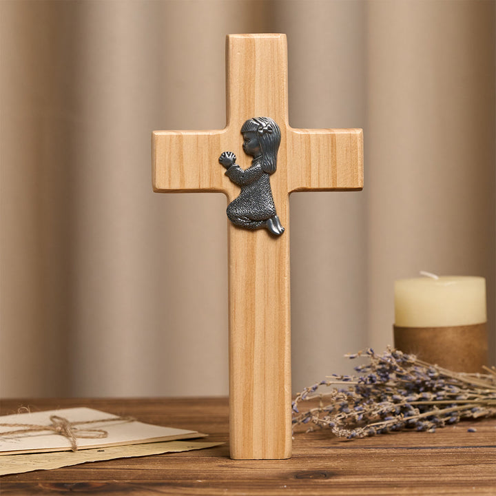 Christianartworkshop Croix en bois décorative pour bureau : Dévotion et foi de l’enfance - image 5